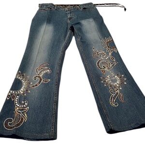 Midnight Velvet  size 12 jeans embellished high rise wide leg with stretch